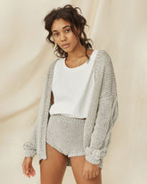 Tom: Silver Grey Cotton Cardigan & Hot Pants Set